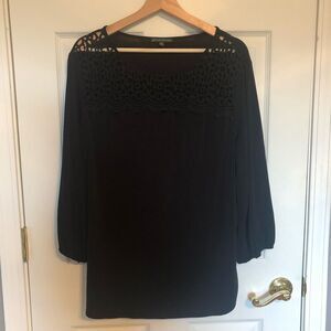 Adrianna Papell Black Lace Detail Top Plus Size 1X